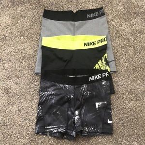 3 NIKE PRO DRY FIT SHORTS